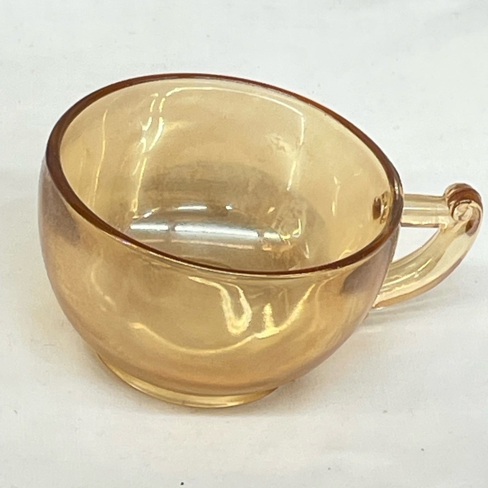 Vintage Jeannette glass moderne orange marigold iridescent punch cup